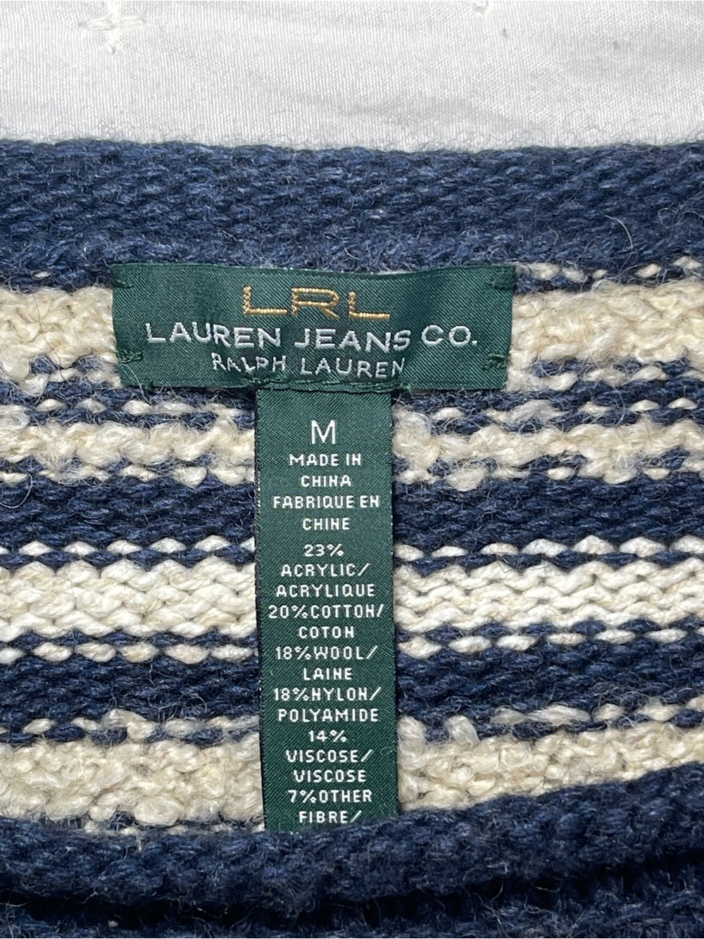 Vintage Lauren Ralph Lauren Knit Crewneck Sweater
Women's Medium Navy Cream Cozy - Picture 5 of 10